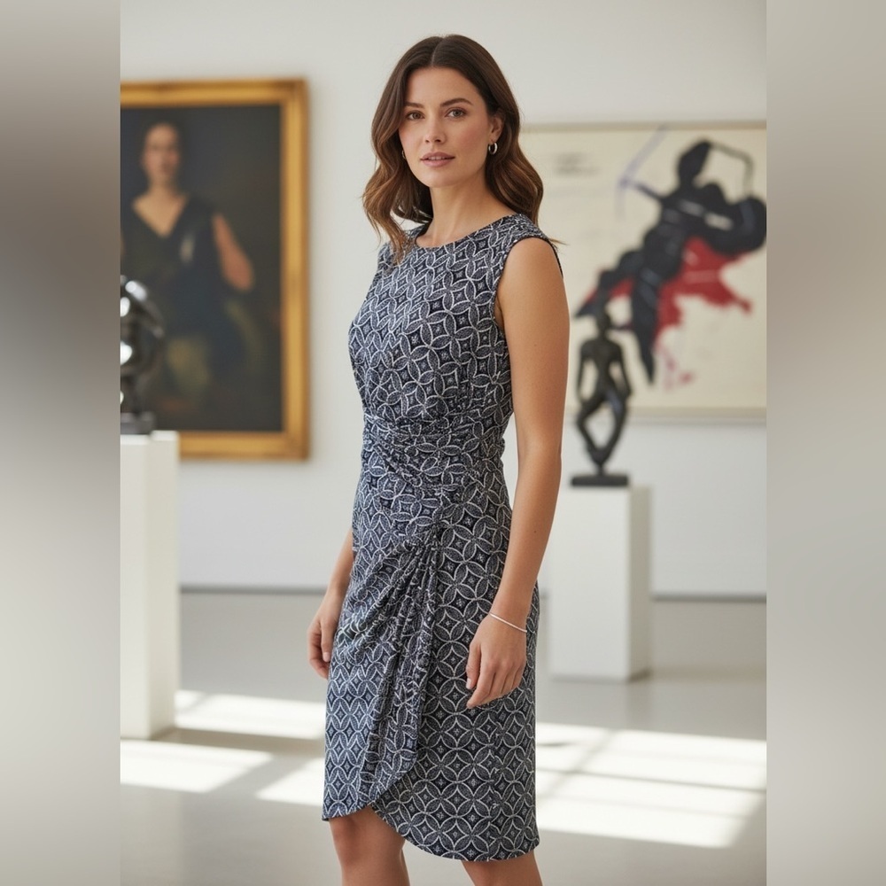 Kut from the cloth dress, navy/white , sz 6 P
